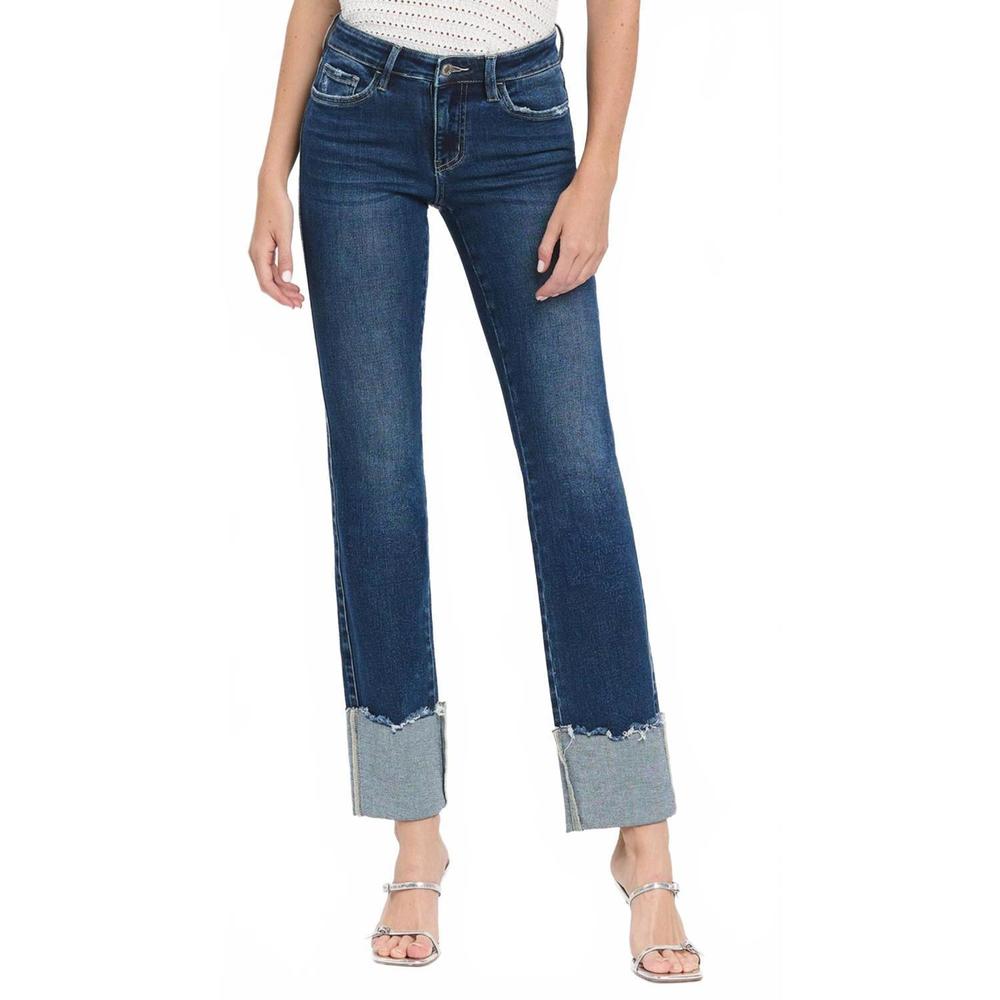 Skinny Cuff Hem Dark Blue Women's Jeans